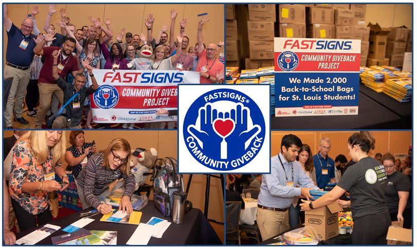 A collage of images from the FASTSIGNS Community Giveback project